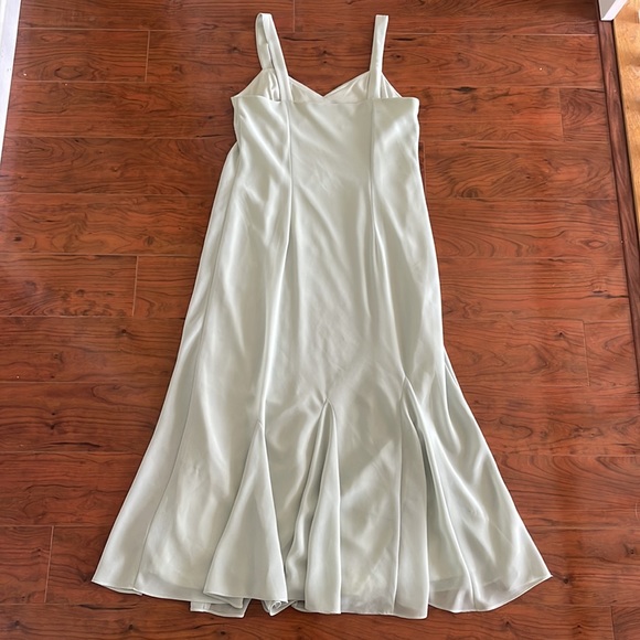 R & M Richards Sage Green Rhinestone Bridal Gown Dress - Picture 6 of 14